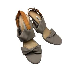 Diane Von Furstenberg Womens Neutrals Leather Slingback Sandals Size 7.5